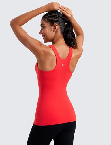 Image of CRZ YOGA Butterluxe High Crew Neck Tank Top | Light Support, Built in Bra, Removable Pads, Yoga, Extremely Soft, Racerback, for Women