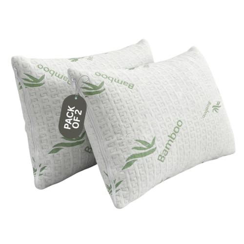 IMFAA Bamboo Pillow Protector - Soft and Comfortable Microfiber Pillowcase Protectors - Ant-Allergy and Breathable Pillow Cover (2 x Bamboo - Zipped)
