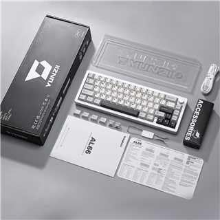YUNZII AL66 Wireless Mechanical Keyboard,Full Aluminum CNC,65% Knob Control,Bluetooth/2.4G/Wired,Hot Swappable Pre-lubed Switches,Gasket Mounted RGB for Win/Mac(Milk Switch, Silver)
