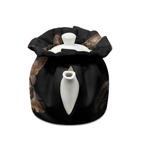 Image of Xoenoiee Cute Cat Black Pattern Tea Cozy Teapot Cover Thermal Insulation Tea Pot Cosy Teapot Cover Home Kitchen Table Tea Pot Cover Teapot Cozy Warmer