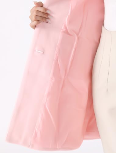 Allegra K Damen Wollmantel Revers Knopfleiste Wintercoat Mantel Rosa XL