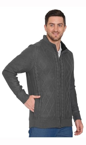 Turtle Bay New York Mens Sherpa Fleece Lined Zip Front Sweater Jacket