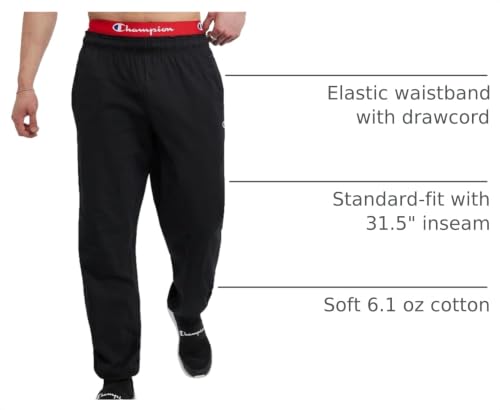 Image of Champion Men's Cinched-Bottom Lounge Pants, Standard Fit, Lightweight 100% Cotton, Available in Regular and Big & Tall