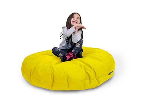 Sitzsack BuBiBag 2-in-1 Funktionen mit Füllung Sitzkissen Bodenkissen Kissen Sessel BeanBag (100 cm Durchmesser, gelb) - 8