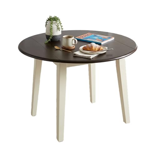 Image of Signature Design by Ashley Round Drop Leaf Dining Table, Cream /Brown