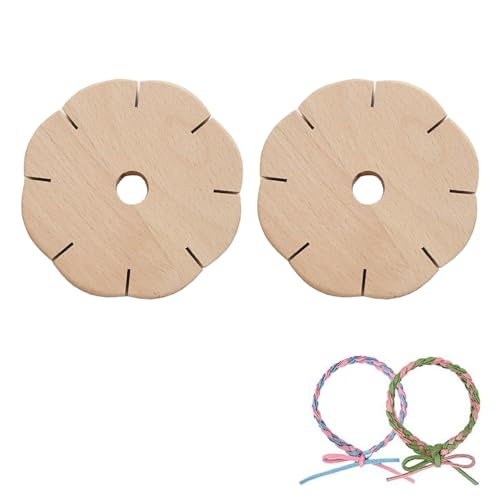 Wjelet 2 Stück Knüpfstern aus Holz zum Armbänder Knüpfen Armband Strickscheibe & Kumihimo Flechtscheibe Webrahmen für Perlen Weben DIY Armbänder Geburtstag Festival Geschenke Anfänger & Profis