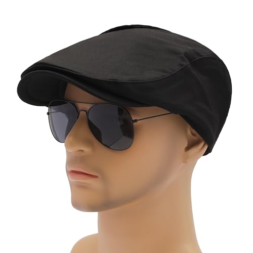 Image of ZLYC Men Cotton Flat Cap Summer Scally Ivy Gatsby Newsboy Beret Driver Cabbie Hunting Hat
