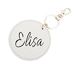 Threadart Personalized With Monogram Circle Key Chain and Bag Pendant - Ivory - For Party Favors, Bridesmaid Proposals, Travel Gifts, Weddings, Stocking Stuffers, Valentines, or for Any Occasion