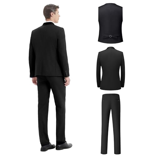 Men's 6 Pieces Slim Fit Suit 1 Button Blazer Jacket Vest Pants Shirts Tie Bow Tie Tuxedo Set for Dinner Party Wedding2