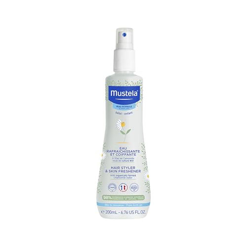 Mustela Acqua Rinfrescante al Perseose d'Avocado BIO e Camomilla, Pelle e Capelli, Neonati e Tutta la Famiglia - Profuma la Pelle, Districa i Capelli, 98% Ingredienti di Origine Naturale (200ml)