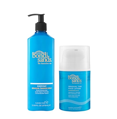 Bondi Sands Everyday Gradual Tanning Milk 375ml & Face Lotion 50ml | Enriched with Vitamin E | Suitable for Sensitive Skin | Vegan + Cruelty Free | Gradual Tan