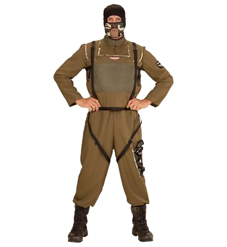 W WIDMANN MILANO Party Fashion - Kostüm Fallschirmspringer Special Forces, Overall, Weste und Kapuze, Soldat