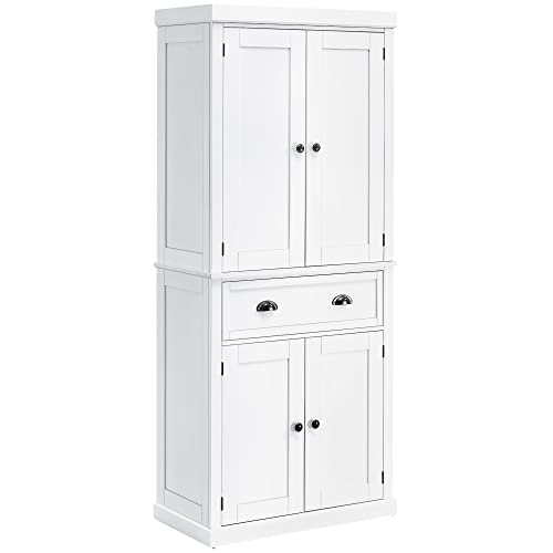 HOMCOM Freestanding Kitchen Cupboard, 184cm Tall Storage Cabinet ...