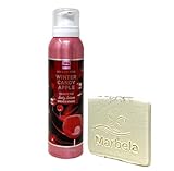 Bath & Body Works Winter Candy Apple Shimmer Fizz Body Lotion with a Natural Oats Sample Soap