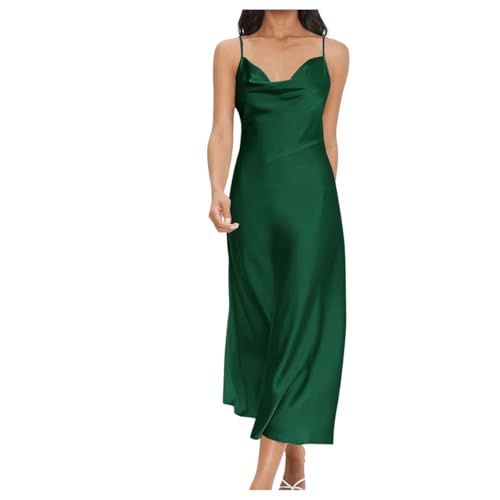 Image of Floerns Women's Spaghetti Strap Cowl Neck Long Slip Satin Silk Midi Dress