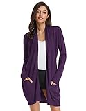 Knit Cardigan Sweater for Women Plus Size Purple Cardigan for Office for Work(2XL,Deep Purple)