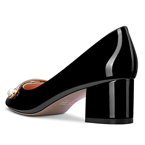 Castamere Women Chunky Block Mid Heel Pointed Toe Slip-on Patchwork Pumps Wedding Office 2.0 Inches Heels3