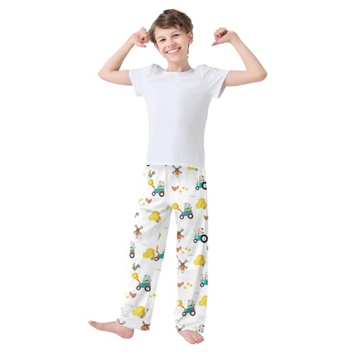 Boys' Pants Cute Tractor Chicken Snail Haystack Long Bottoms Jogger Pants Elastic Waist Trousers with Pockets S-XL2
