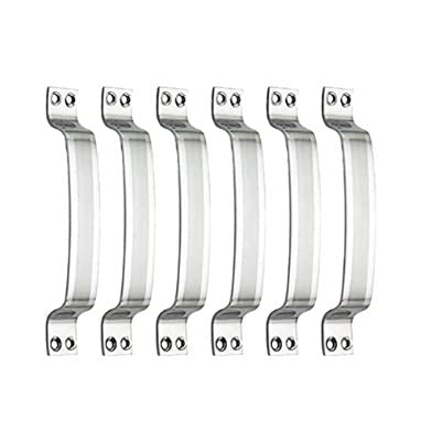 Sun Shield Stainless Steel for Home & Kitchen Doors/Cabinet/Window Handles - D Curve - 6 inch - Set of 6 pcs