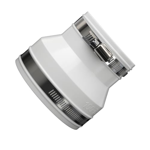 Round to Round Dryer Duct Adapter Recessed Hose Connector with Stainless Steel Clamp for Air Exhaust Ventilation Systems White