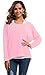 UGET Women's Oversized Baggy Tops Off Shoulder Loose Fitting Pullover Casual Pink Blouse T-Shirt Sweater Long Batwing Sleeve XX-Large