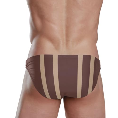Men's Sexy Bikini Brown Stripe Swimsuit Swimwear Quick Dry Print Briefs 203009303