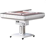 WaaYb Automatic Mahjong Table, 13.5° Angled Card Placement, Foldable, Converts to Dining Table, Three-Dimensional Heating, Sturdy & Durable for Household Use, White