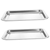 Garneck 2stücke Quadratische Edelstahl-tabletts Flach Brottablett Snacktablett Bruchfest Abriebfest Für Kantinen Hotels Grillrestaurants