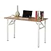 Produktbild sogesfurniture Schreibtisch Klapptisch 100x60cm Computertisch Büromöbel PC Tisch, Stabil Bürotisch Konferenztisch Klappbar für Zuhause, Büro, Picknick, Garten, Teak&Weiß AC5TW-100-SF