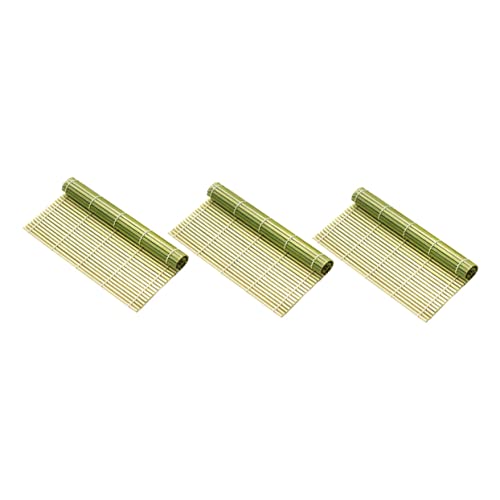 COLLBATH 3pcs Sushi Curtain At Home Sushi Kit Sushi Rice Roller Maker Sushi Making Mats Rolling Mat DIY Sushi Maker Sushi Making Pads Sushi Maker Rattan Japanese Sushi Roller Green