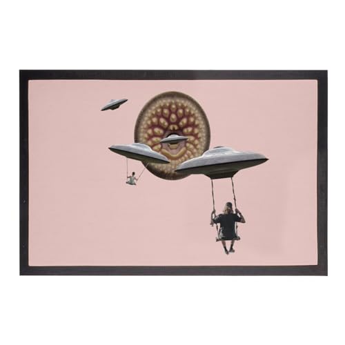 Paillasson Rose Invasion Extraterrestre Déco Entrée Originale - 2