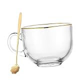 Taza de leche de vidrio: se puede usar para contener café, té, leche, chocolate caliente, agua, bebidas y otras bebidas favoritas, taza de leche