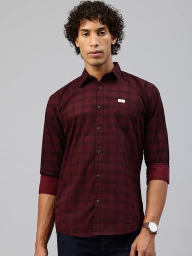 Image of Majestic Man Men Comfort Slim Fit Pure Cotton Tartan Checked Casual Shirt