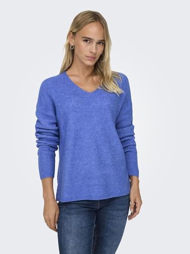 ONLY Damen ONLCAMILLA V-Neck L/S Strickpullover KNT 15204588, Ultramarine/Detail:Melange,XS – Ansicht 3