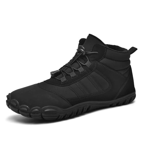 AONETIGER Unisex Barfußschuhe Winter Damen Herren Winterschuhe Winterstiefel Gefüttert Warm Wasserdicht Bequeme Schneestiefel Rutschfeste Barfuss Schuhe(8188 Schwarz,38EU)