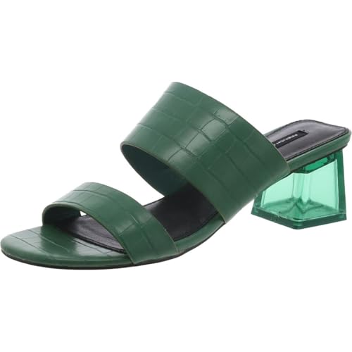 French Connection Womens Faux Leather Embossed Block Heel Green 7.5 Medium (B,M)