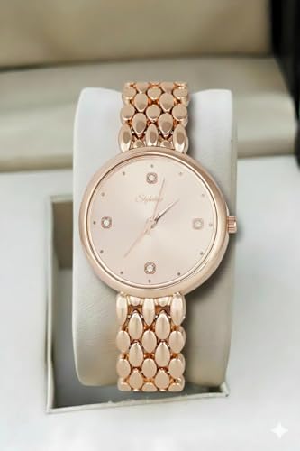 Image of styledose Women's Diamond Studded Watch | Premium Metal Bracelet Strap | Analog Quartz Movemnet Ladies Wrist Watch | Watch for Women & Girls | Wrist Watches for Women's & Girls&Ladies