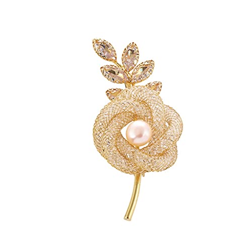 Broche en tricot de soie or rose une elegance florale haut de gamme pour vos vêtements