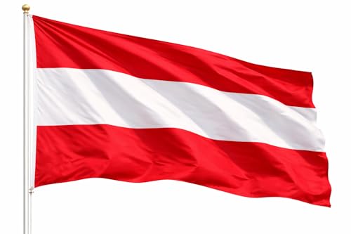 Österreich Flagge - WM 2026 Fahne - Fanartikel - straparzierfähiges Polyester & Metallösen - Weltmeisterschaft (Österreich 90x150 cm)