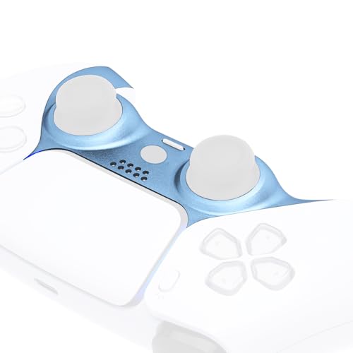 eXtremeRate Replacement Decorative Trim Shell Compatible with p s 5 Controller DIY Clip Shell, Custom Plates Cover with Accent Rings - Metallic Titanium Blue