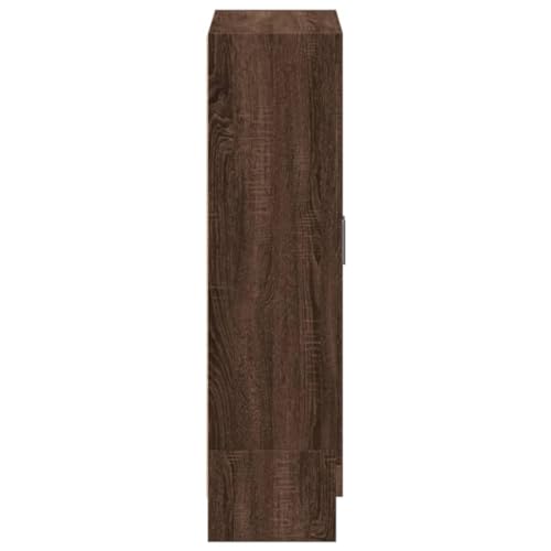 Estantería de roble marrón con acabado robusto de madera diseñada para el salón 8