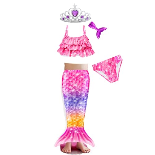 Image of Girls Bathing Suit 3PCS Cute Ruffle Tankini Swimsuits with Skirt Kids Beach Swimwear 3-12Y