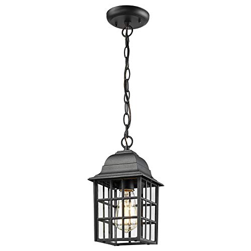 Beionxii Outdoor Pendant Light | Exterior Hanging Porch Light, Cast Aluminum Housing With Tempered Glass, Textured Black Finish - Dm9033H-Bk #TOP7