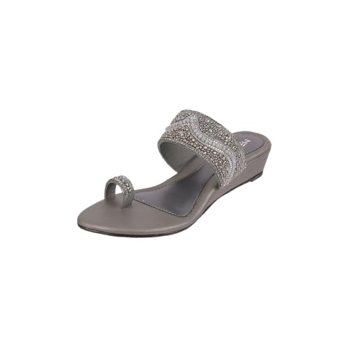 Image of Metro Women Synthetic Embellished Ethnic Wedge Party Sandal