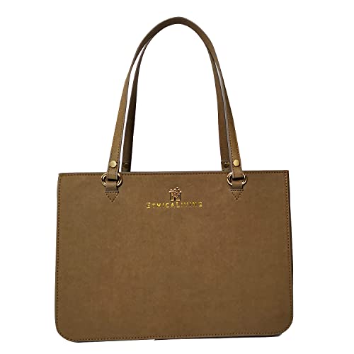 Bolso de cuero de papel marrón vegano ultra ligero y flexible