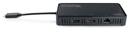 Plugable USB-C Dual 4K HDMI 2.0 Adapter with Gigabit Ethernet for Windows (Supports Two HDMI Displays up to 3840x2160@60Hz, Windows 10, 8.1 & 7)
