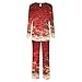 Crewneck Christmas Pajamas for Women Long Sleeve Pleated Printed Tops Pants Pajama Suit Fashion Casual Home Sleepwear