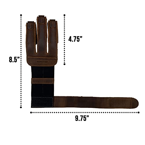 Valhalla Gear, Three-Finger Archery Glove Handmade From Full Grain Leather - Bow And Arrow Shooting, Target Practice, Hunting Accessory - Protection For Wrist & Fingers - Bourbon Brown #TOP5