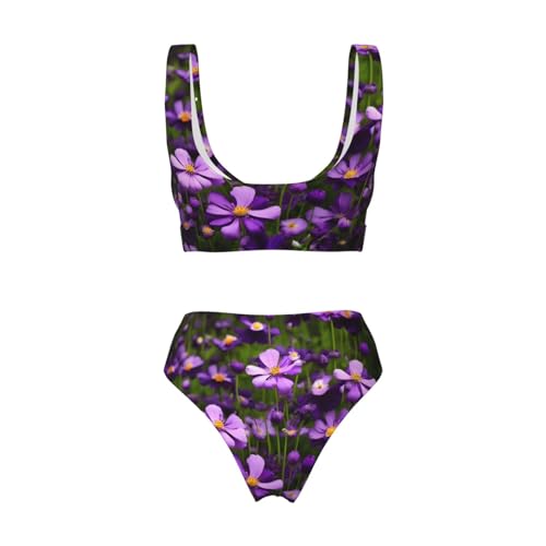 Maillot de bain 2 pièces fleurs violettes idéal pour le spa