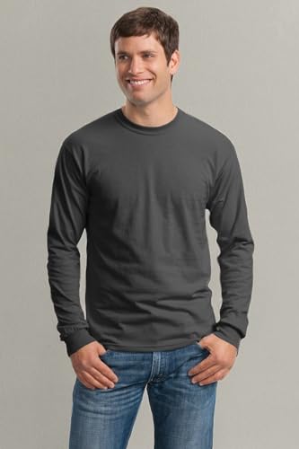 Image of Gildan Ultra Cotton 6 oz. Long-Sleeve T-Shirt (G240)- CHARCOAL,M